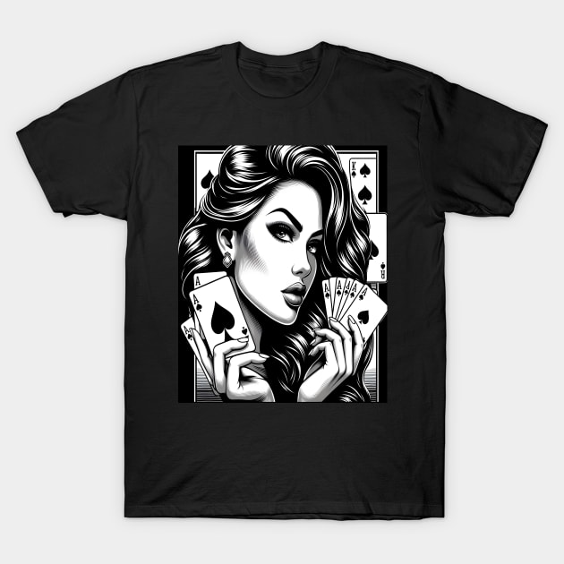 Spades cards woman poker T-Shirt by justingreen